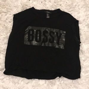 Graphic Crop Tee with Muscle Tank Sleeves